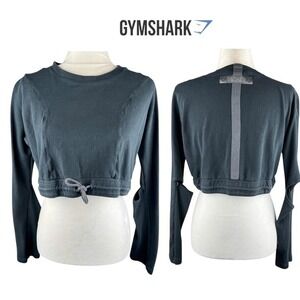 Gymshark‎ Cropped Sweatshirt Size XS Womens Athleisure Unique Elbow Cutouts Yoga